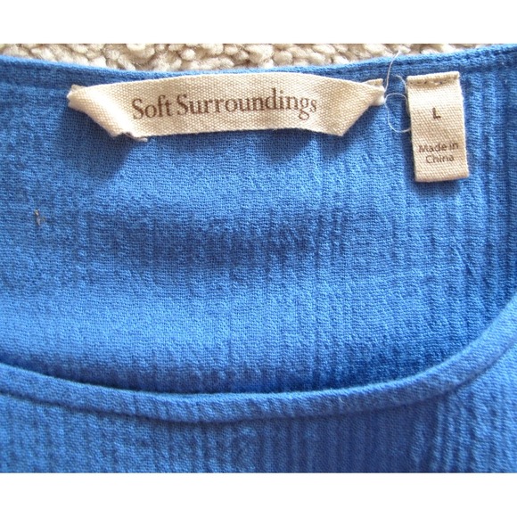 Soft Surroundings Women's Large Siesta Key 3/4 Sleeve Layered Blue Tunic Top - Picture 3 of 6